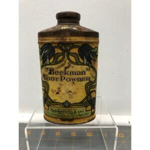 Antique Beckman 1906 Foot Powder Tin Very Rare! Great Condition for age